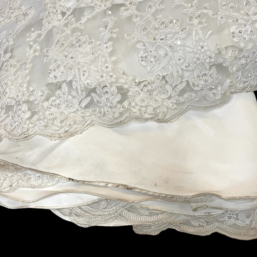 Michelangelo Strapless Lace Sequence & Beads White Wedding Dress Size 8 - Picture 11 of 12
